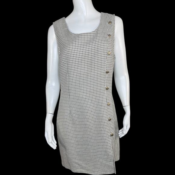 Blondie and Me Vintage Y2K Brown Black Micro-Plaid Sleeveless Dress Medium - Picture 1 of 13
